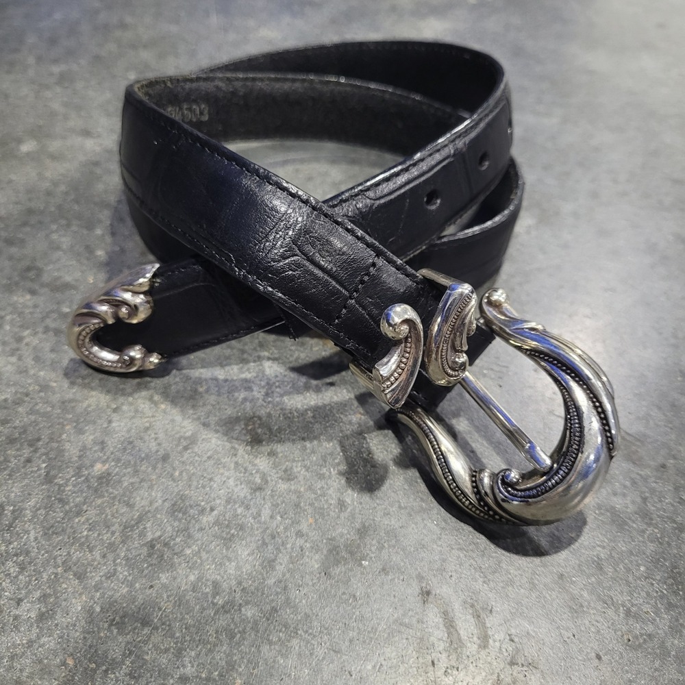 Brighton Belt Medium Black Leather Crock Embossed Western Cowgirl Rodeo Boho
